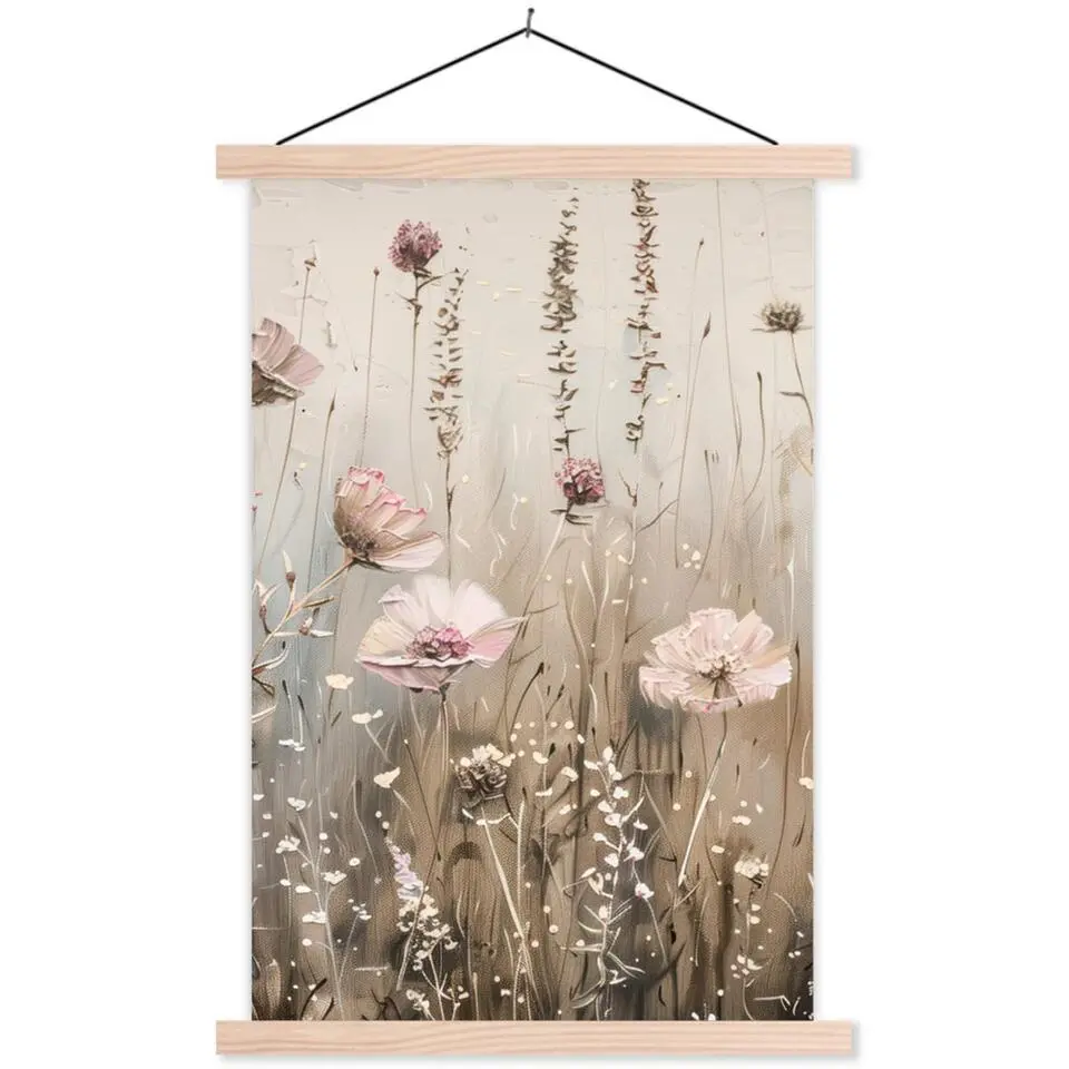 MuchoWow - Schoolplaat/ wandhanger - Bloemen - Roze - Modern - Beige -