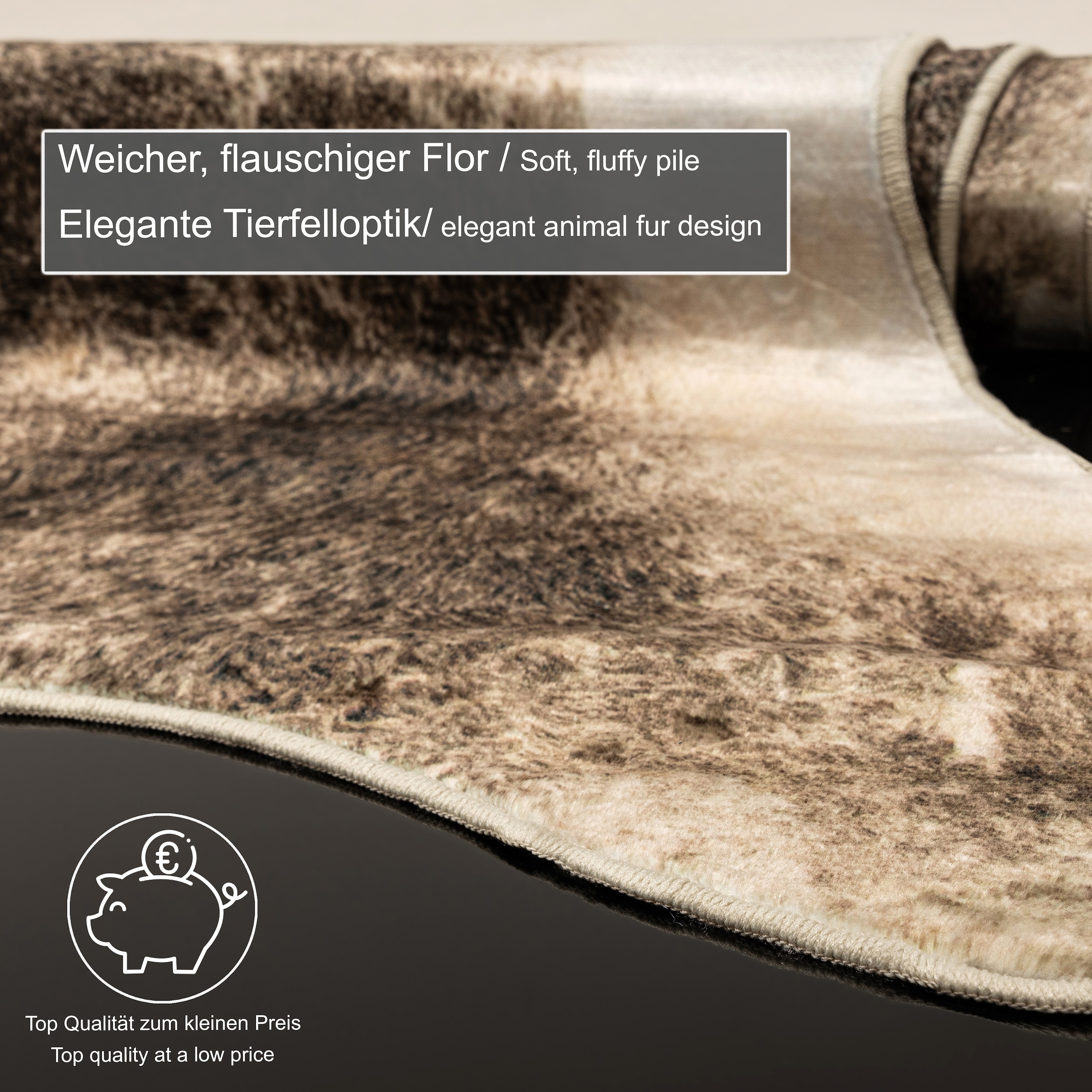 Gino Falcone Fellteppich »Emilia« fellförmig 3 mm Höhe Kunstfell, bedruckt, Kuhfell-Optik, ideal im Wohnzimmer & Schlafzimmer