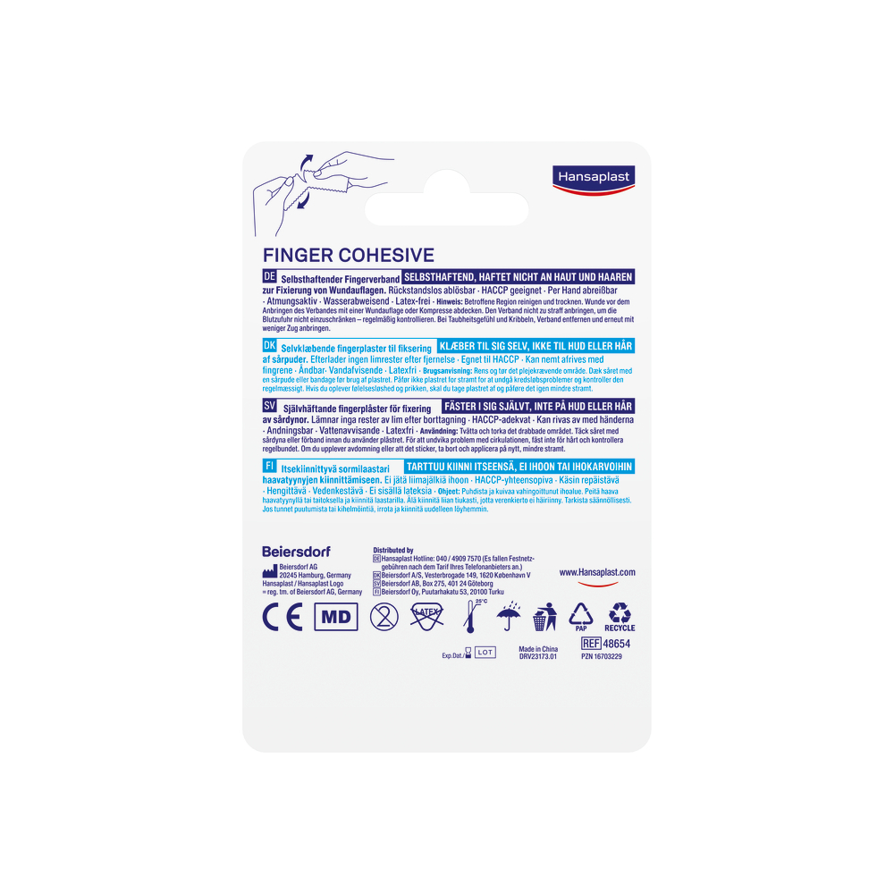(2.5cmx5m) Selbsthaftender Fingerverband Wundauflagen Fixierung (48654) - Blau