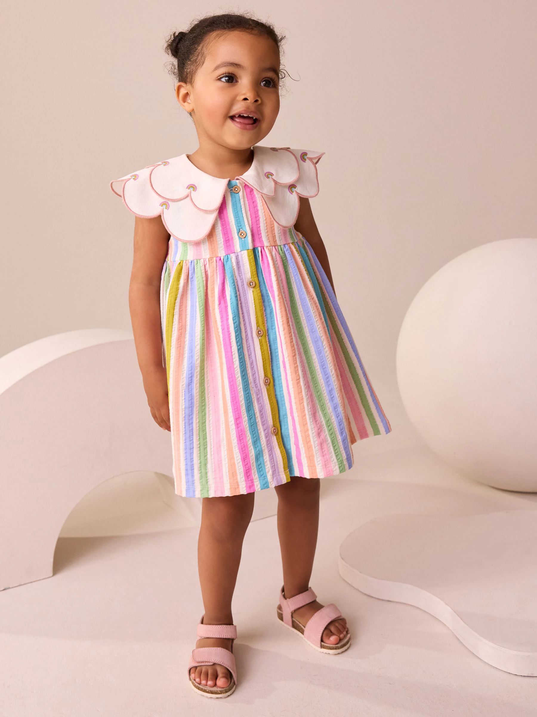 Regenboog - Zomerjurk met kraag (3mnd -7jr)