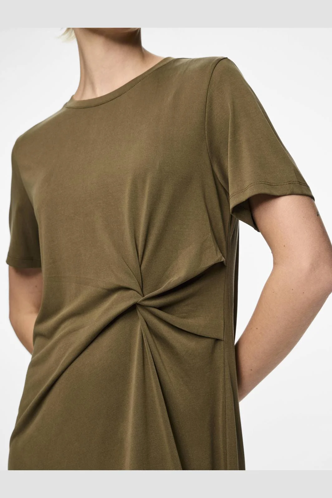 Pieces Pcanora Ss O-Neck Midi Knot Dress 4578544 beech