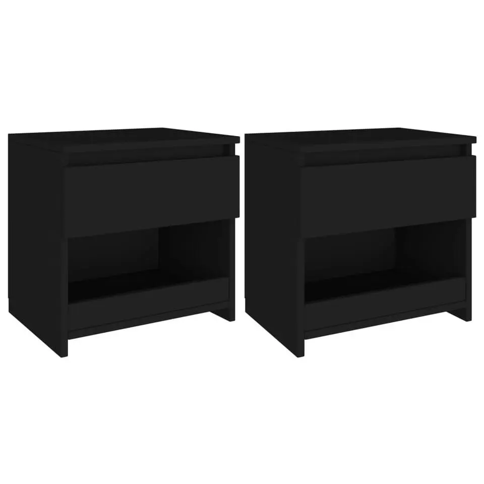 vidaXL - Nachtkastje - Zwart - Bewerkt hout - 2 stuks