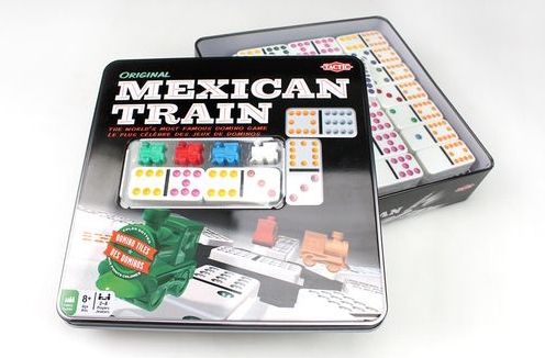 Tactic - Mexicaans Train Domino Spel - Draagbaar - Blikken Doos