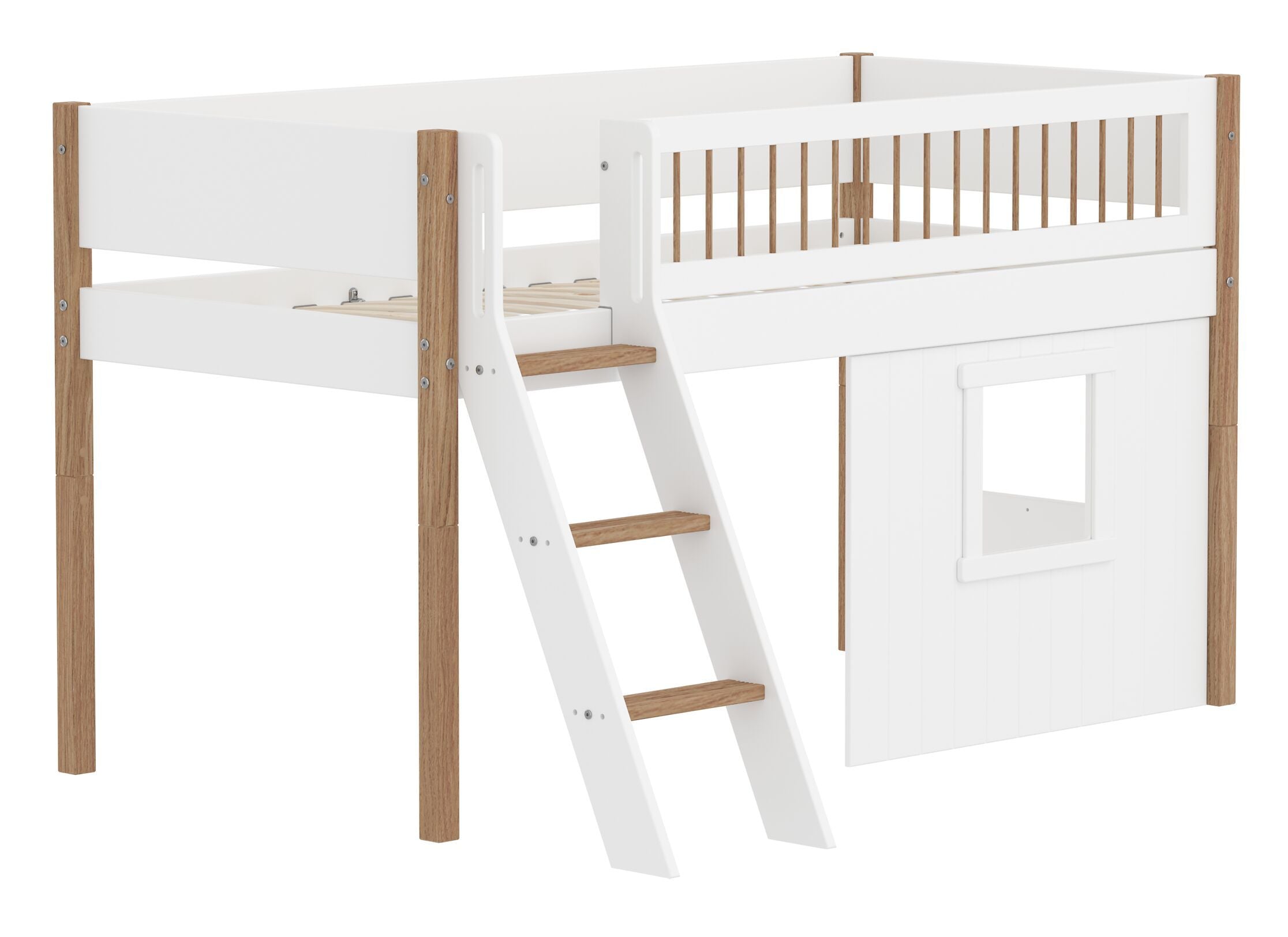 Flexa NOR Halbhochbett - Weiss / B: 151.0 cm x T: 210.0 cm x H: 120.0 cm