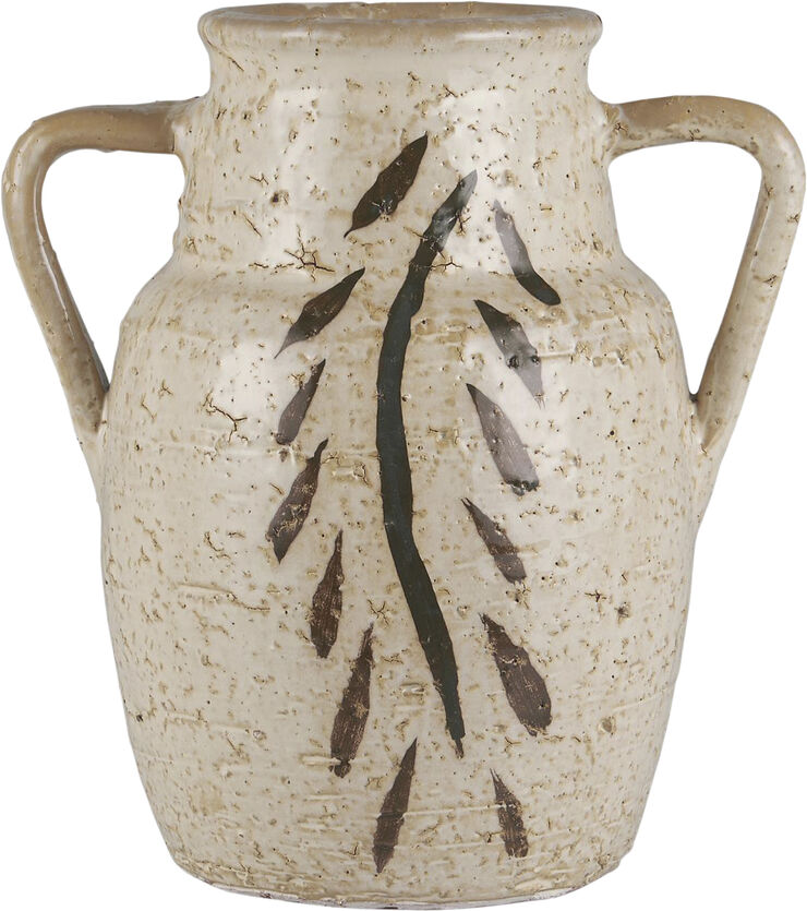 Ib Laursen Vase m/hanke bladmønster Avignon Brun