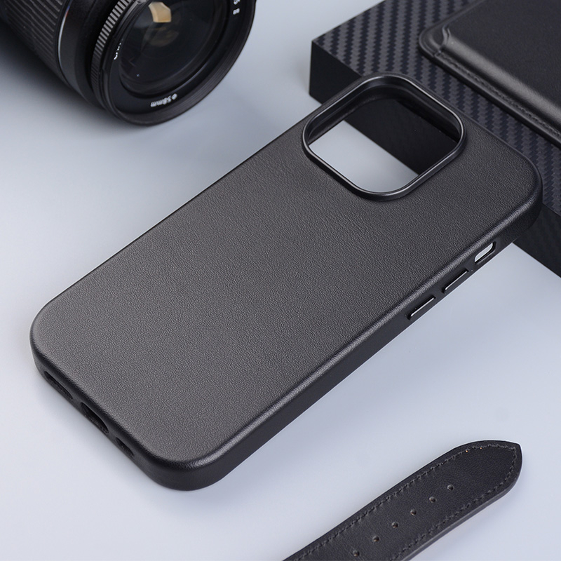 iPhone 14 MagSafe Leder Case Schutzhülle - Schwarz