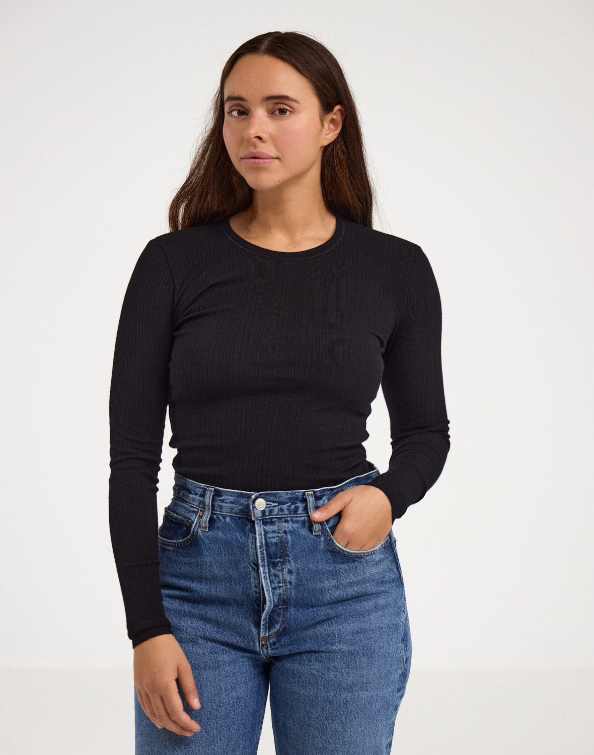 Shirt van merinowol voor dames in Bruinmelange