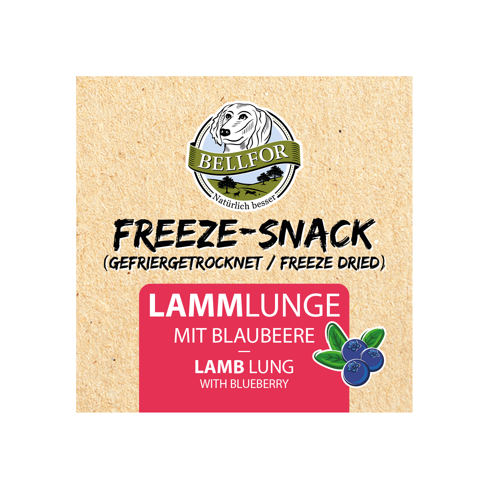 Freeze-snack pour chiens - poumon d’agneau avec myrtilles (lyophilisé) - 50g