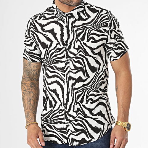 Chemise Manches Courtes Blanc Noir