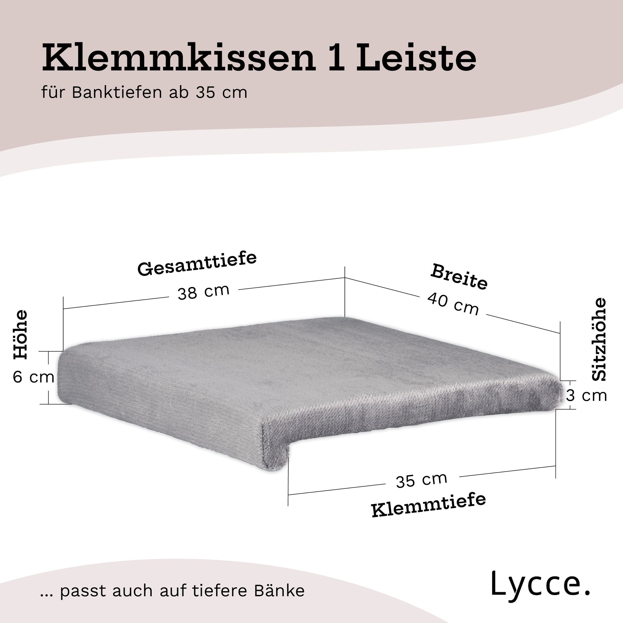 Lycce Klemmkissen / Sitzkissen Samt SORRISO mit 1 Leiste