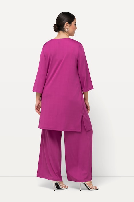 Longjacke, Rippjersey, offene Form, V-Ausschnitt