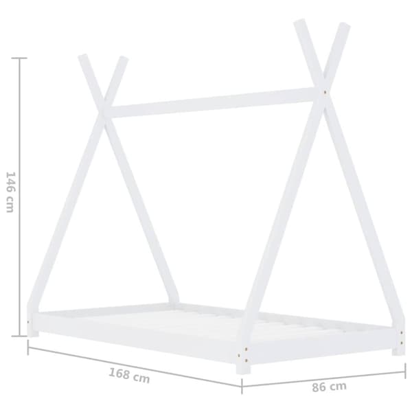 vidaXL Seng/Sengeramme for barn heltre furu hvit 80x160 cm change1