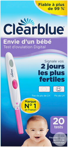 Clearblue Test D'Ovulation Digital 1 Hormone 2 Jours De Fertilité 20 Pièces