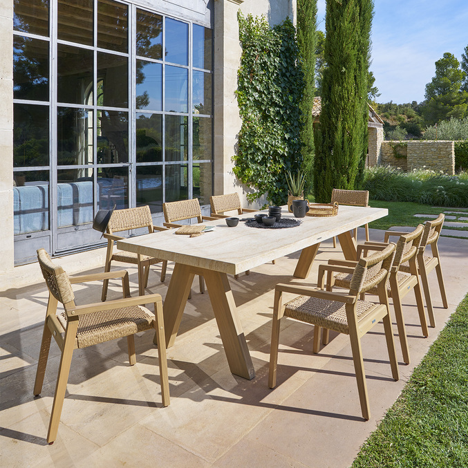 Ensemble table de jardin VENIZIA + 8 fauteuils TEMEIRA Acacia
