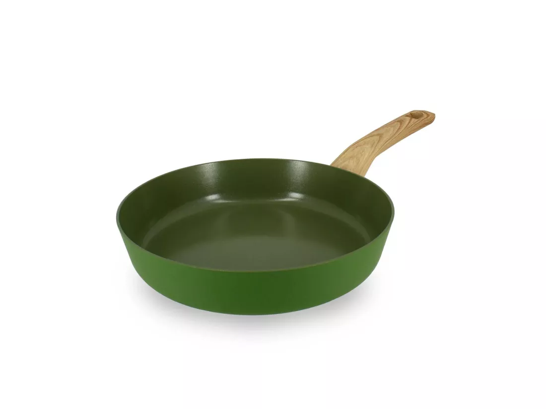 Menastyl - Poele 24cm Colorama Olive - En Aluminium - Revetement Antiadhesif En Ceramique