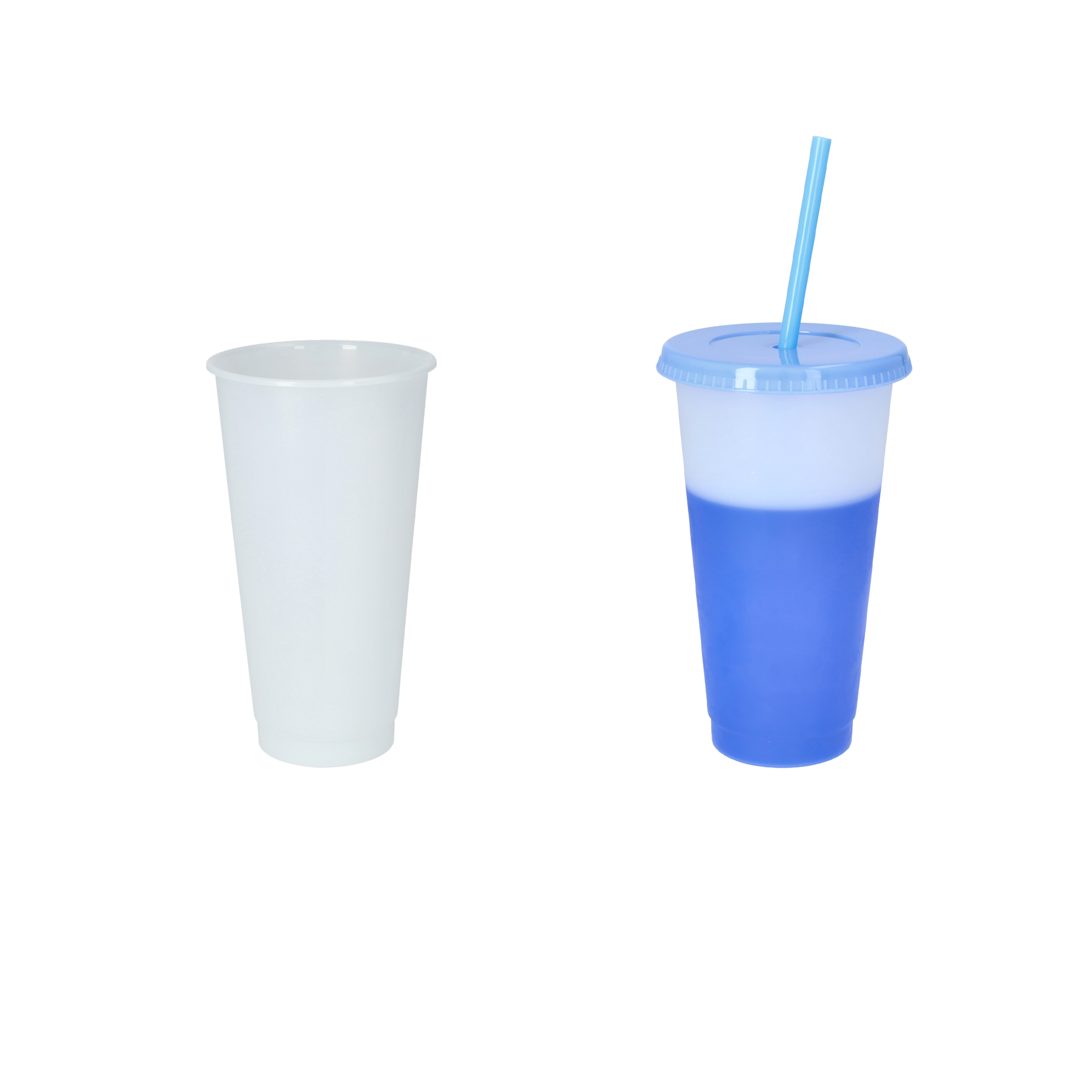 (30-tlg. Set) 550ml Farbwechsel Trink Becher Mehrweg Party Getränke Cup mit Deckel   Strohhalm - Assortiert