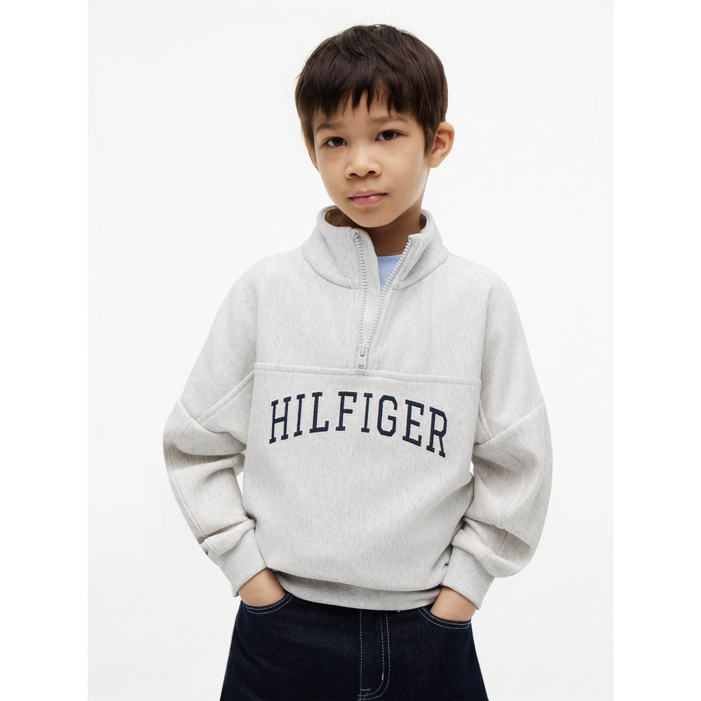 Køb Tommy Hilfiger Light Grey Heather Hilfiger Varsity Zip Sweatshirt