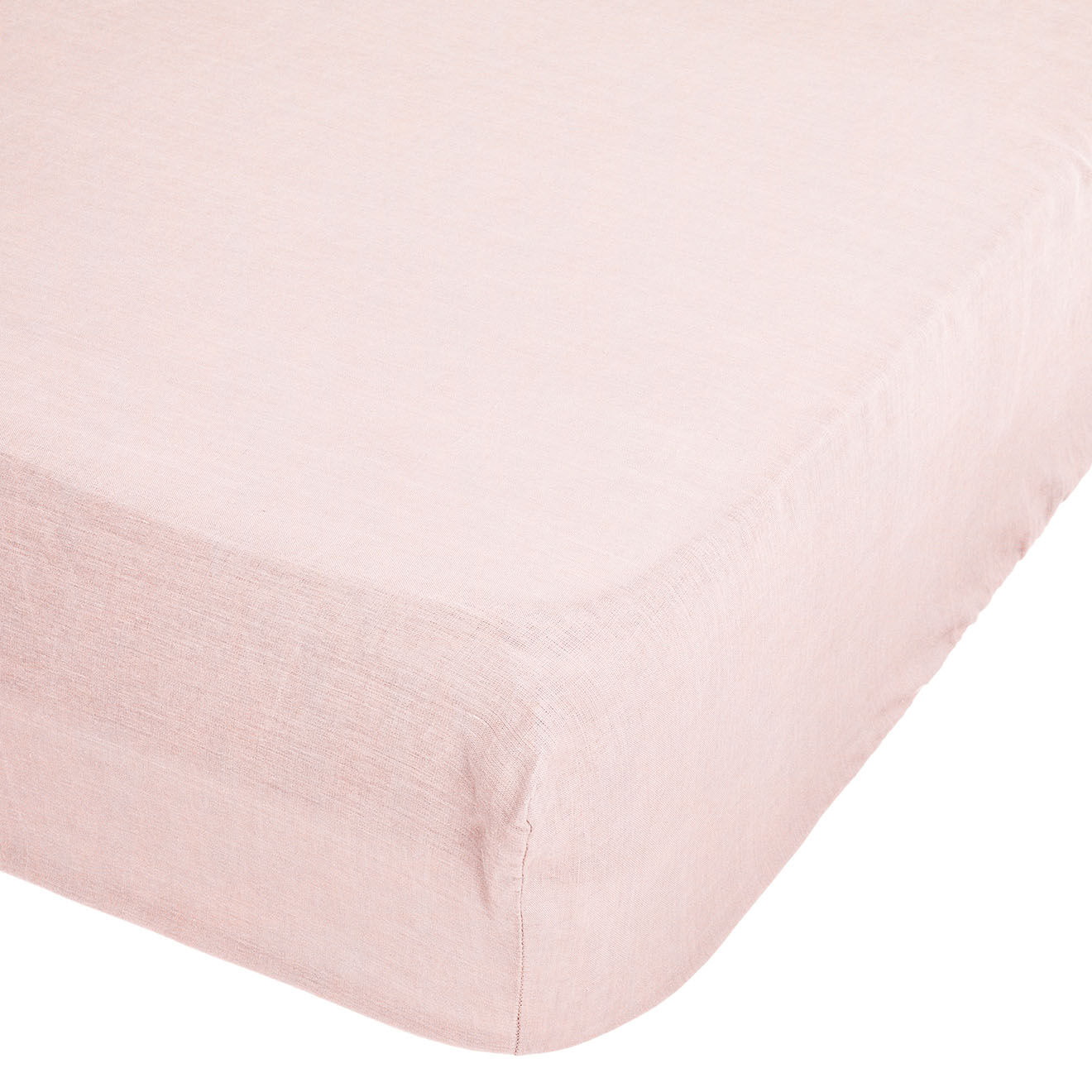 Atmosphera Drap housse Linah en lin lavé bonnet 30 cm rose
