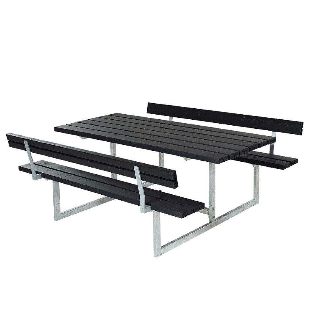 BENKESETT PLUS BORD/BENKER MED 2 RYGGSTØTTER 177CM SVART