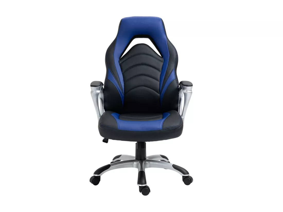 Chaise de bureau - Similicuir & Plastique - Noir / Bleu - Foxton