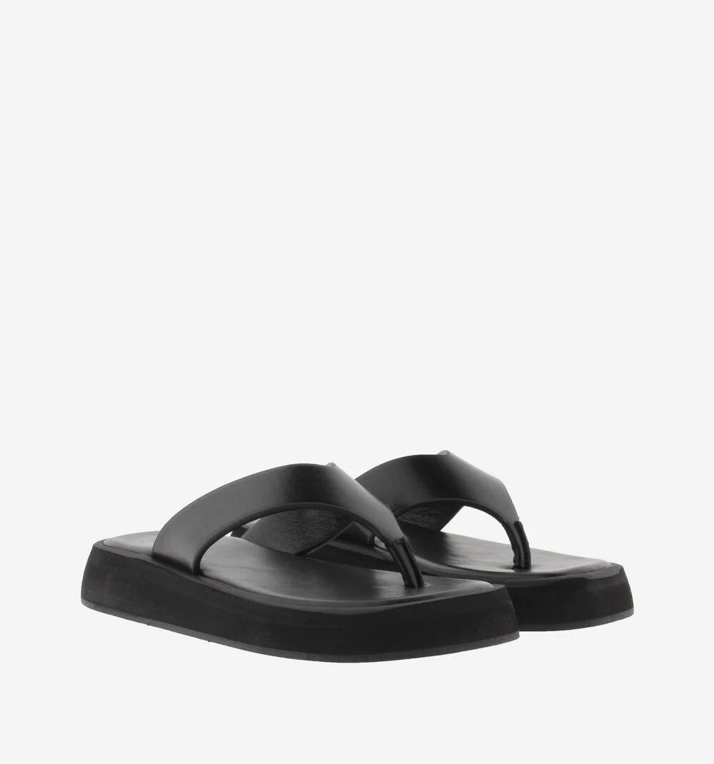 SAL SANDALE EFFET CUIR Tongs noires pour femme NEGRO