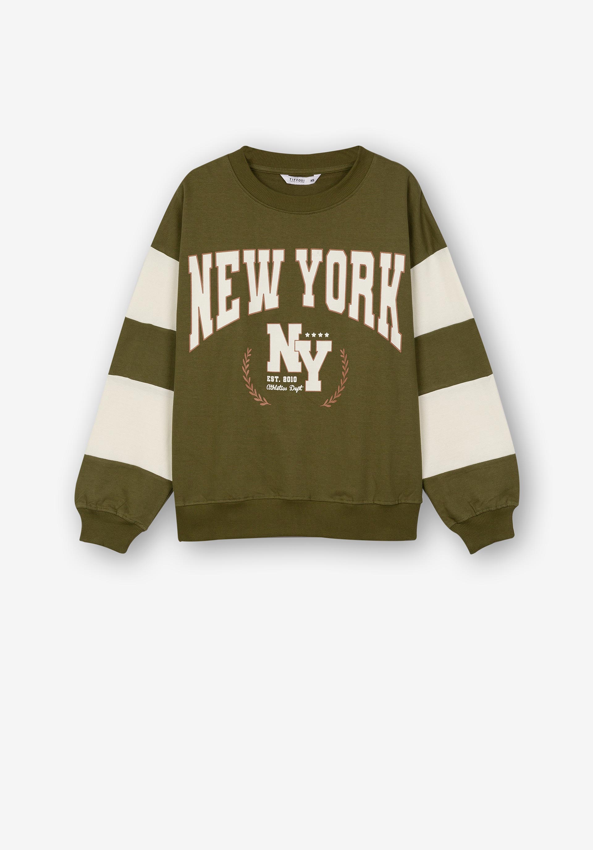 Sweatshirt Bicolor com Estampado Frontal