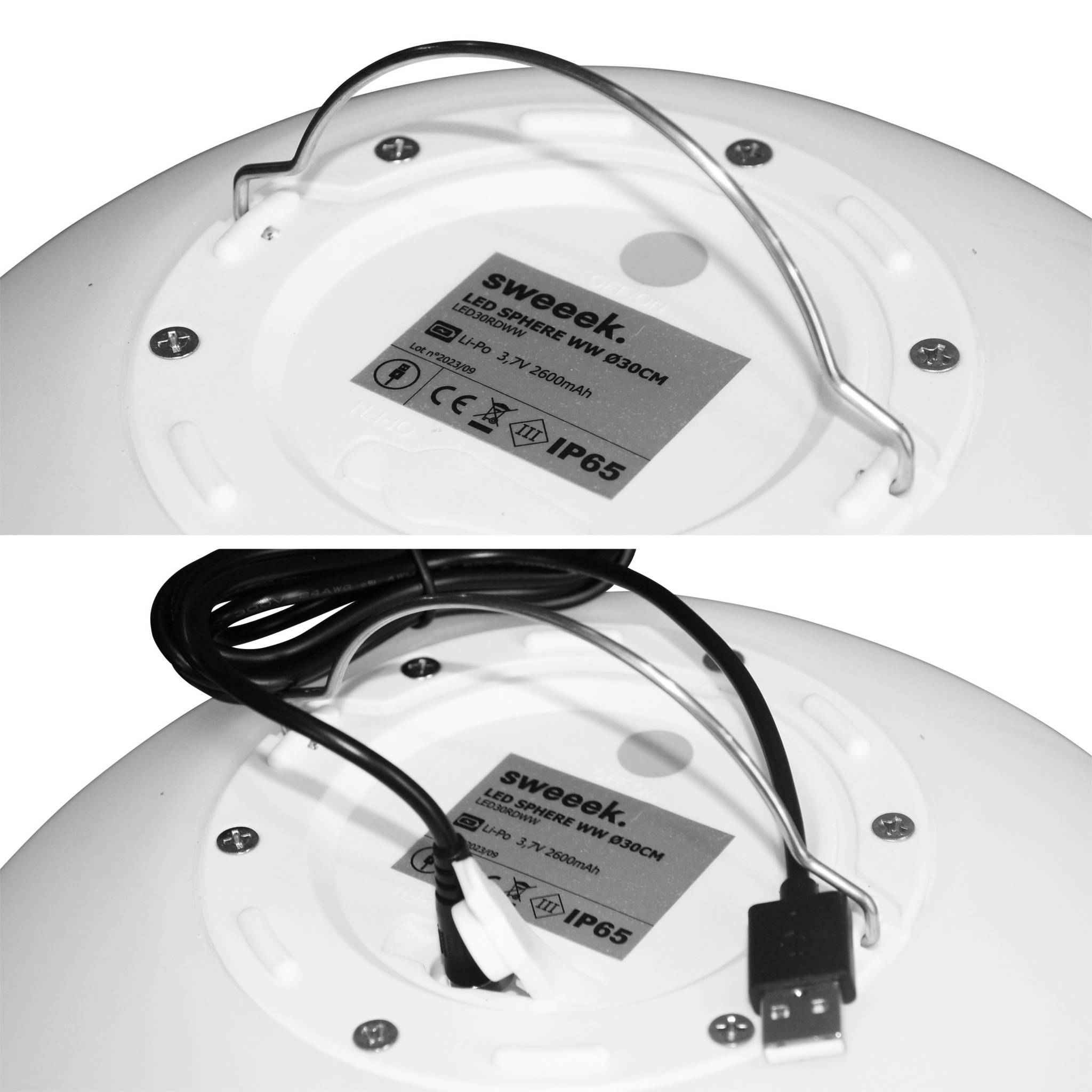 Boule led 30cm – sphère décorative lumineuse. Ø30cm. Blanc chaud. Commande à distance