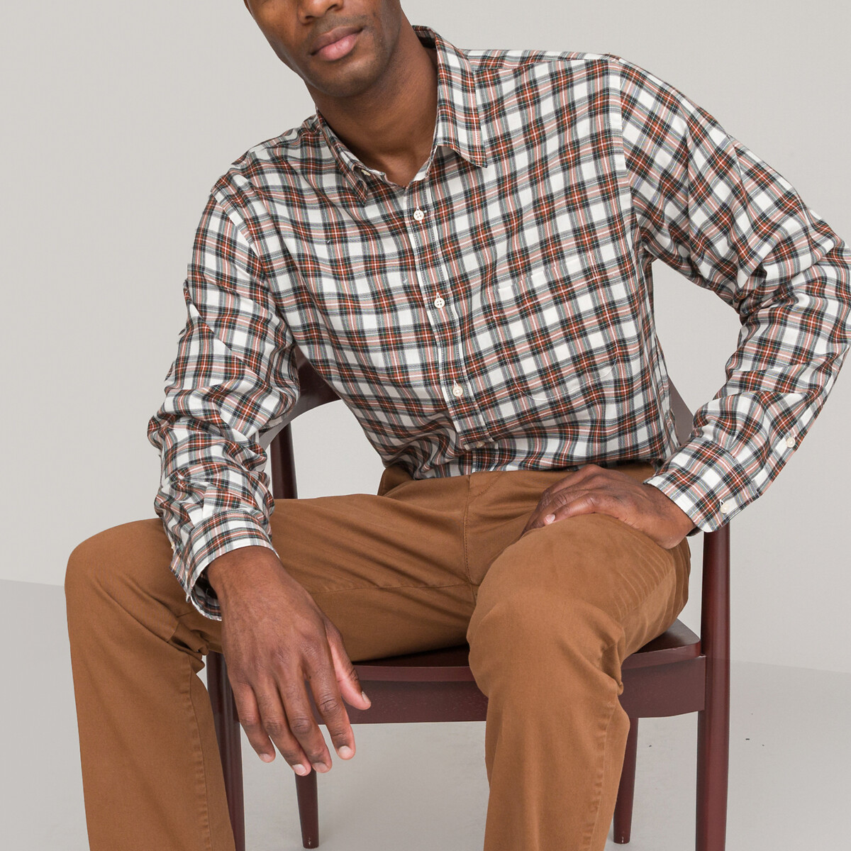 COLEÇÃO LA REDOUTE<br>Camisa reta com estampa xadrez e gola clássica