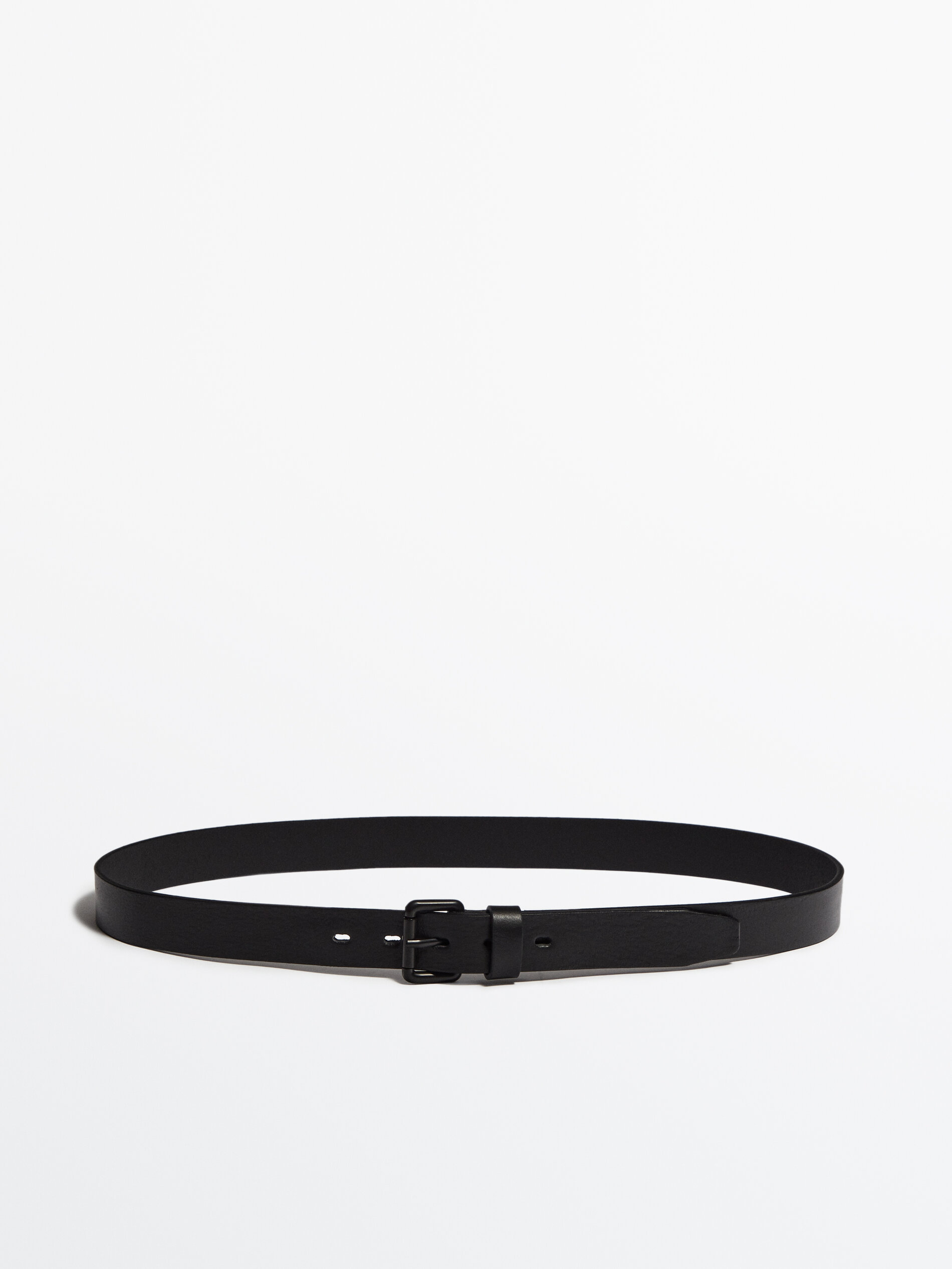 Cinto de couro com fivela retangular - Studio - PRETO