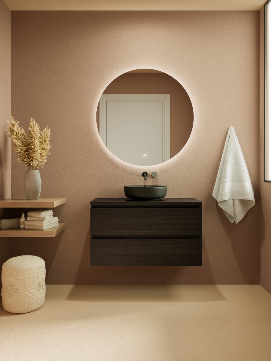 Fontana Proma badmeubel 100cm met zwarte waskom kasteel bruin