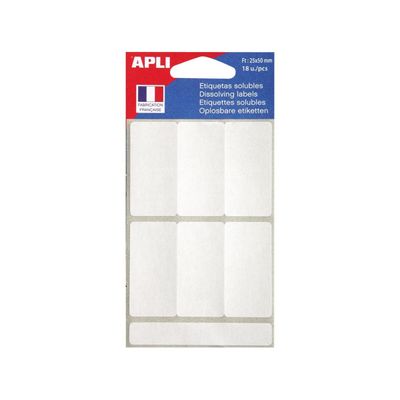 Apli Agipa - 18 Étiquettes blanches solubles - kraft - 25 x 50 mm
