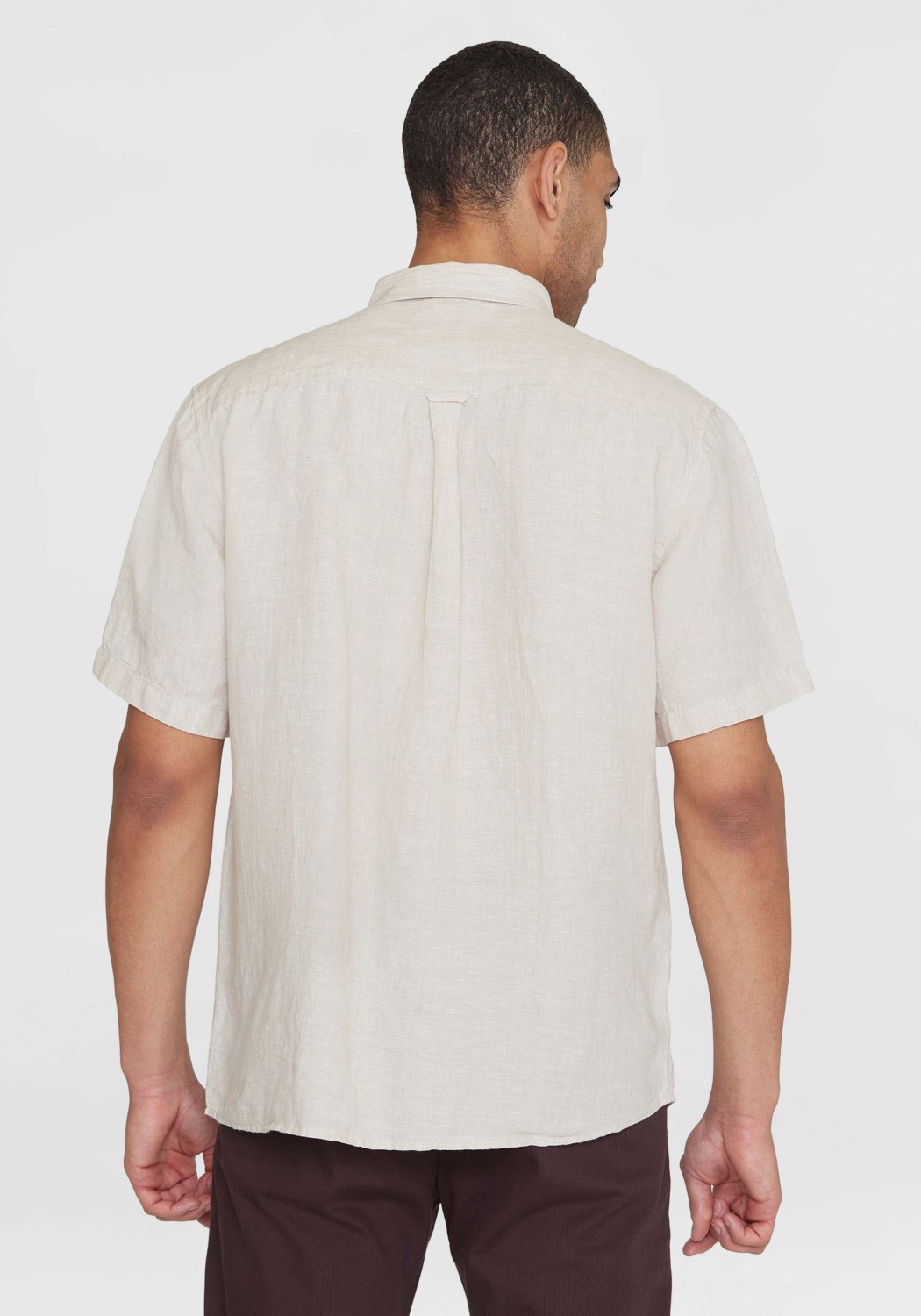 Knowledge Cotton Apparel Leinenhemd Regular Linen SS Yarndyed - Light Feather Gray