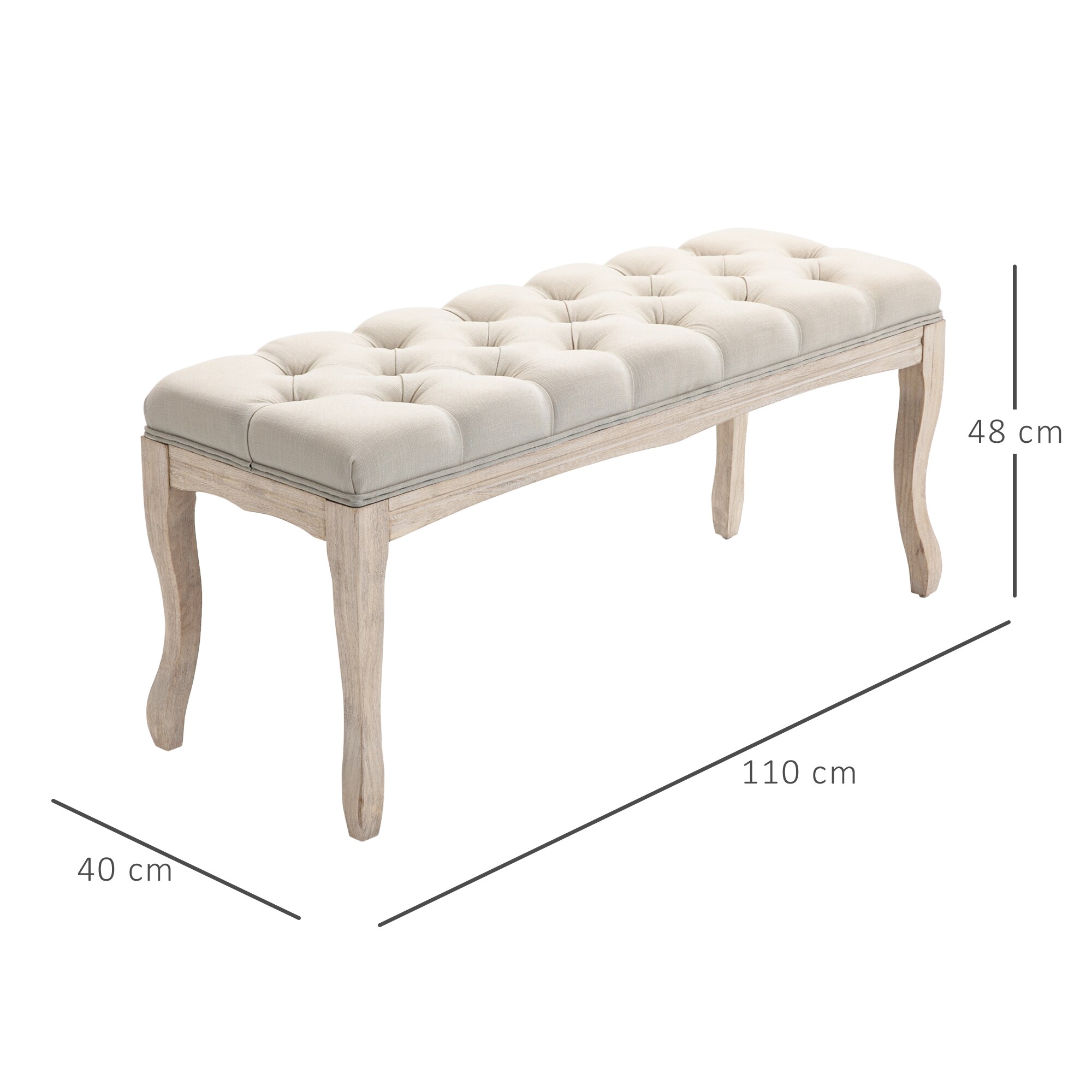 HOMCOM Polsterbank mit getufteten Design beige 110B x 38T x 49H cm