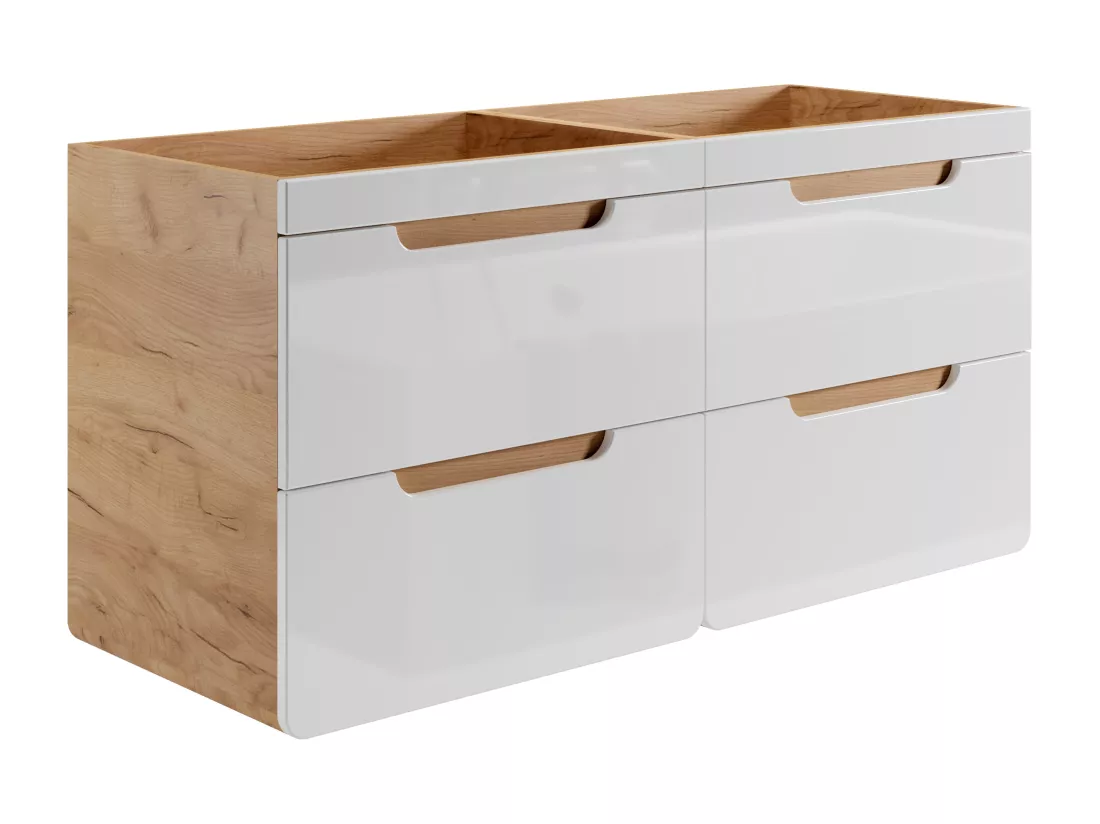 Meuble sous vasque suspendu coloris naturel et blanc - 120 cm - ARUBA