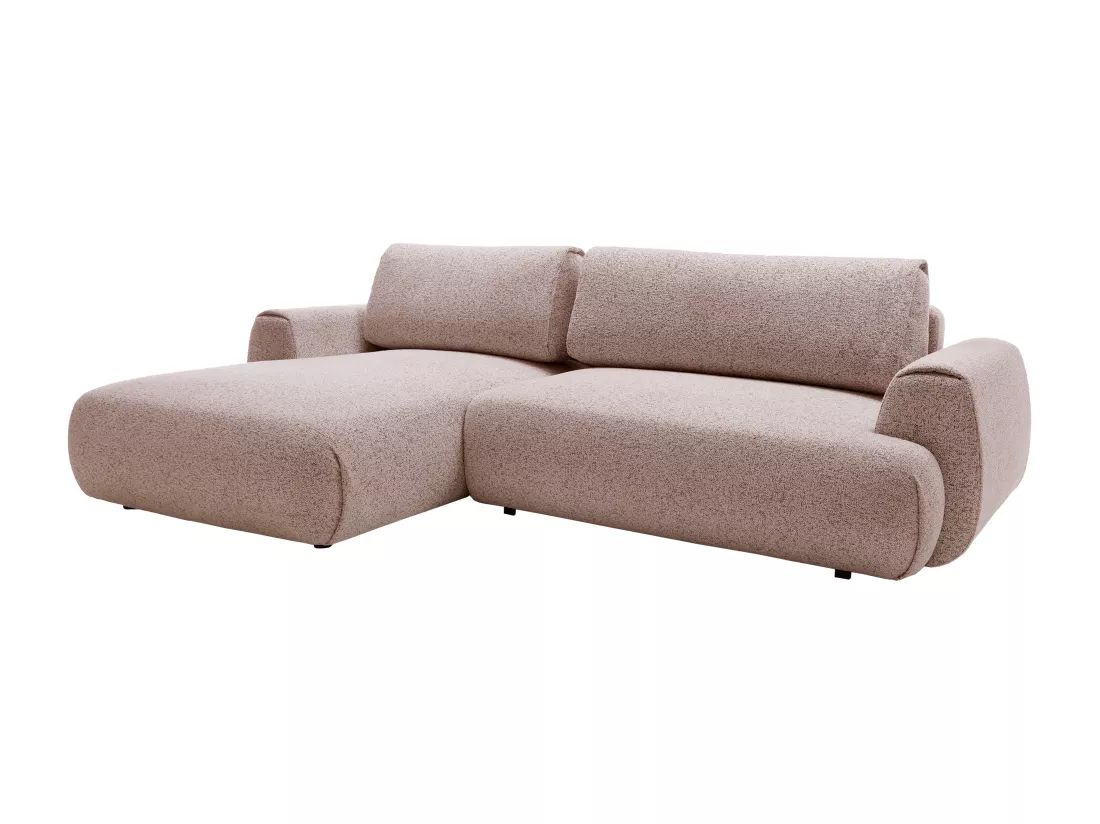 Canapé d'angle gauche convertible en tissu texturé rose MONELIA