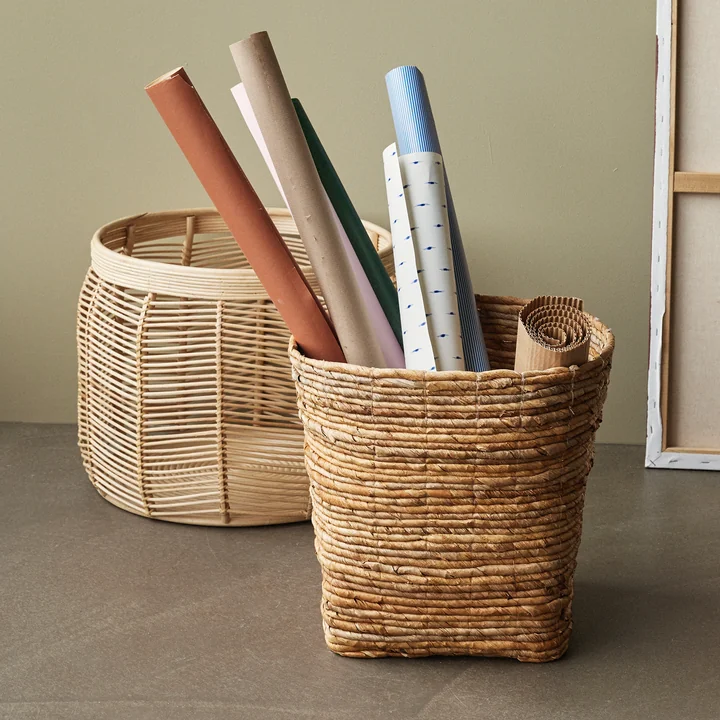 Hübsch Interior - Luna Aufbewahrungskorb, Rattan natur (2er-Set)