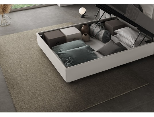 ITYHOME - Lit coffre azelia 140x200 similicuir blanc