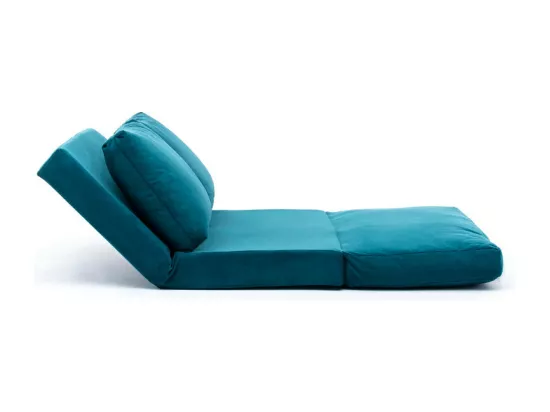 Fauteuil convertible multipositions velours Talya-Couleur Bleu canard-2 places