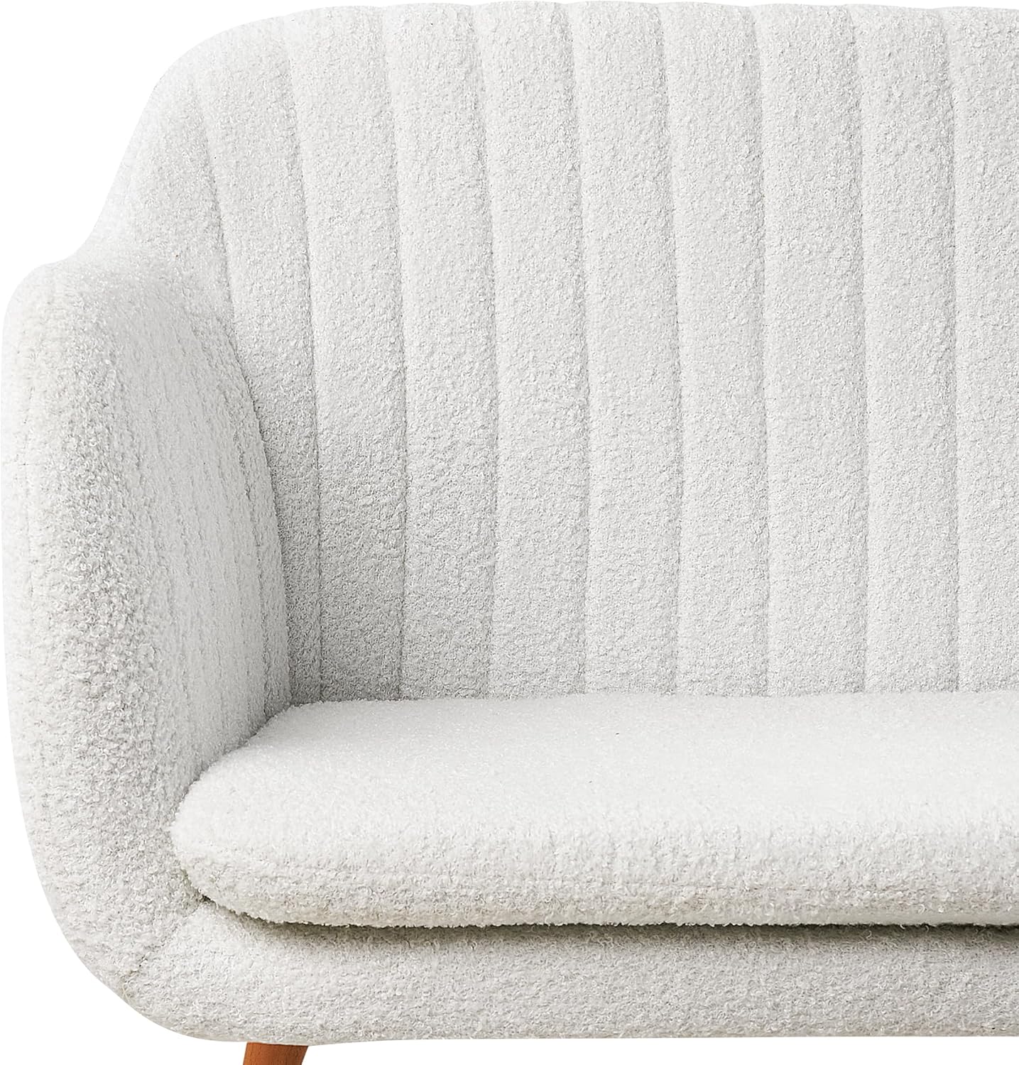 Beliani Modernes 2-Sitzer Küchensofa Bouclé Creme weiß mit Holzbeinen Taby