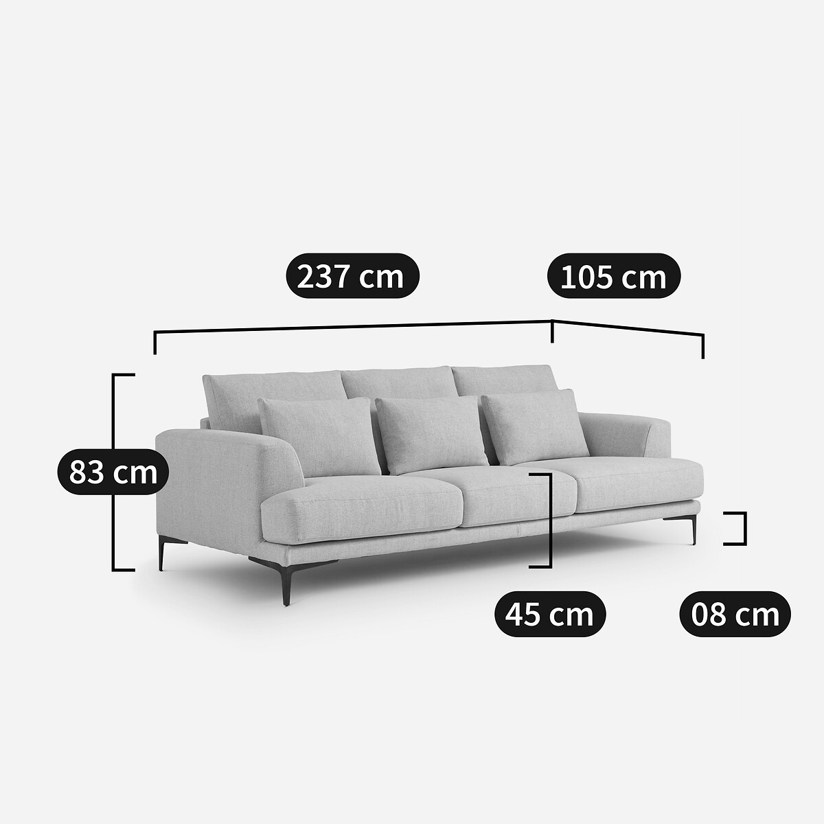 AM.PM<br>Sofá-cama de 4 lugares em linho de algodão, Marsile