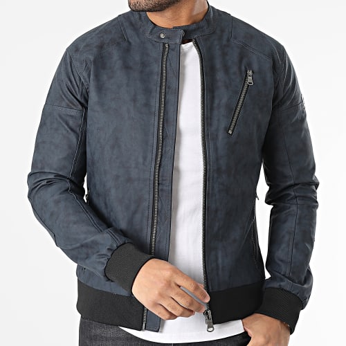 Veste Biker Nino Bleu Marine