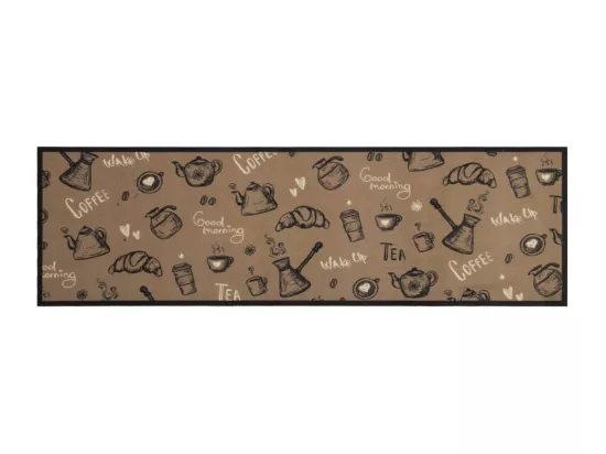 Tapis de cuisine lavable imprimé Morning brun 45x150 cm velours