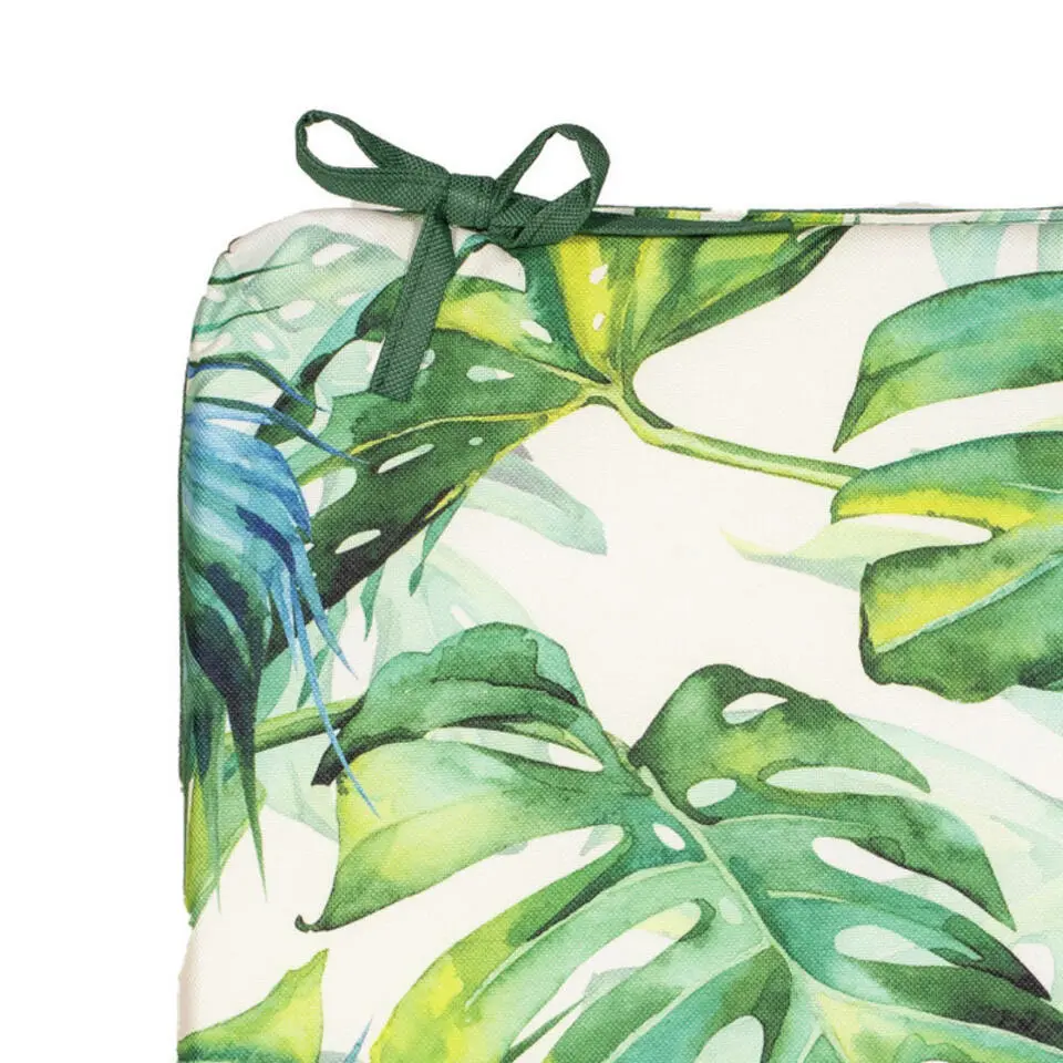 Anna's collection Stoelkussen monstera - wit/groen - 40 x 40 cm