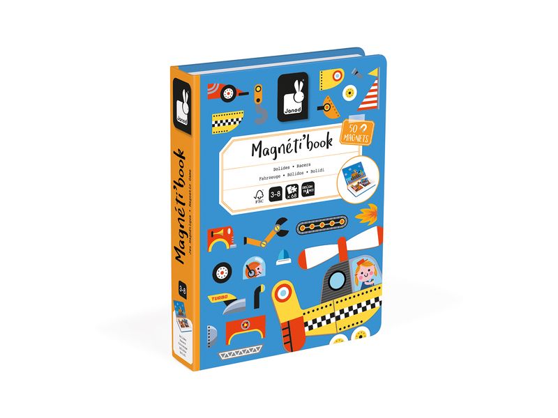 Janod Beschäftigungsspielzeug Magnetbuch Fahrzeuge Magnetisches Variations- und Kombinationsspielzeug