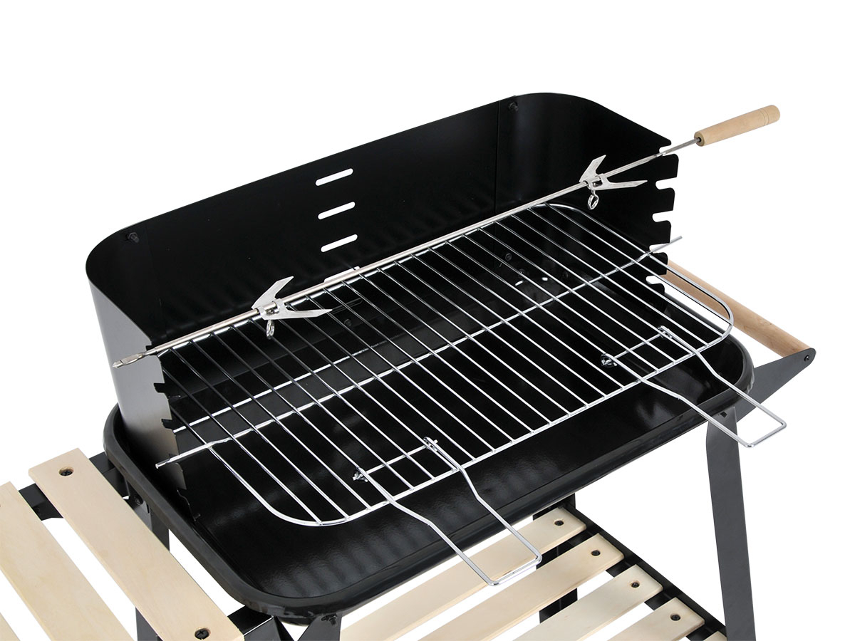 Rechthoekige verrijdbare kolenbarbecue