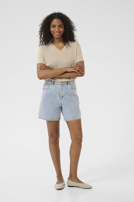 Kaffe blauwe dames korte broek
