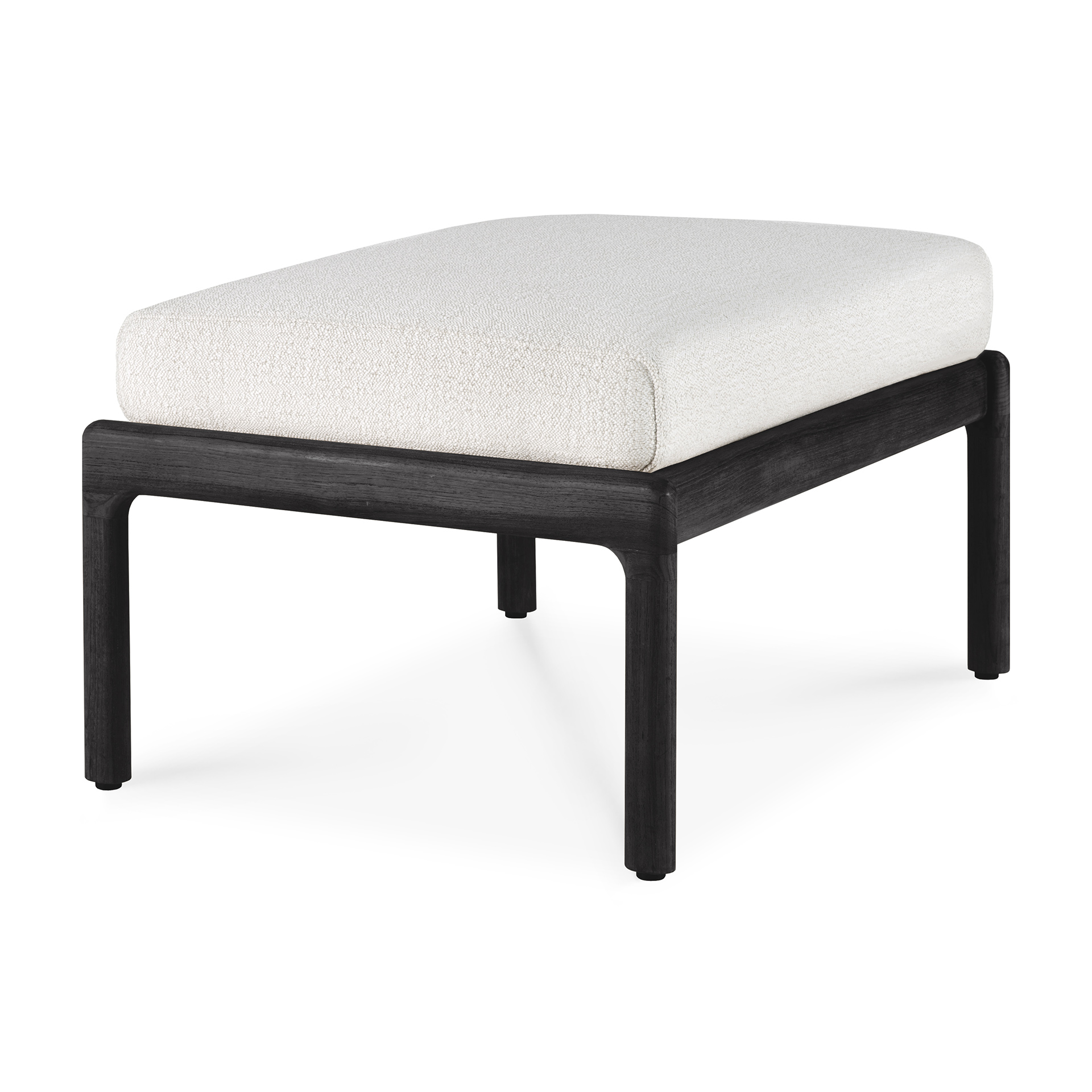 Teak Jack footstool - zwart - compleet - off white kussen