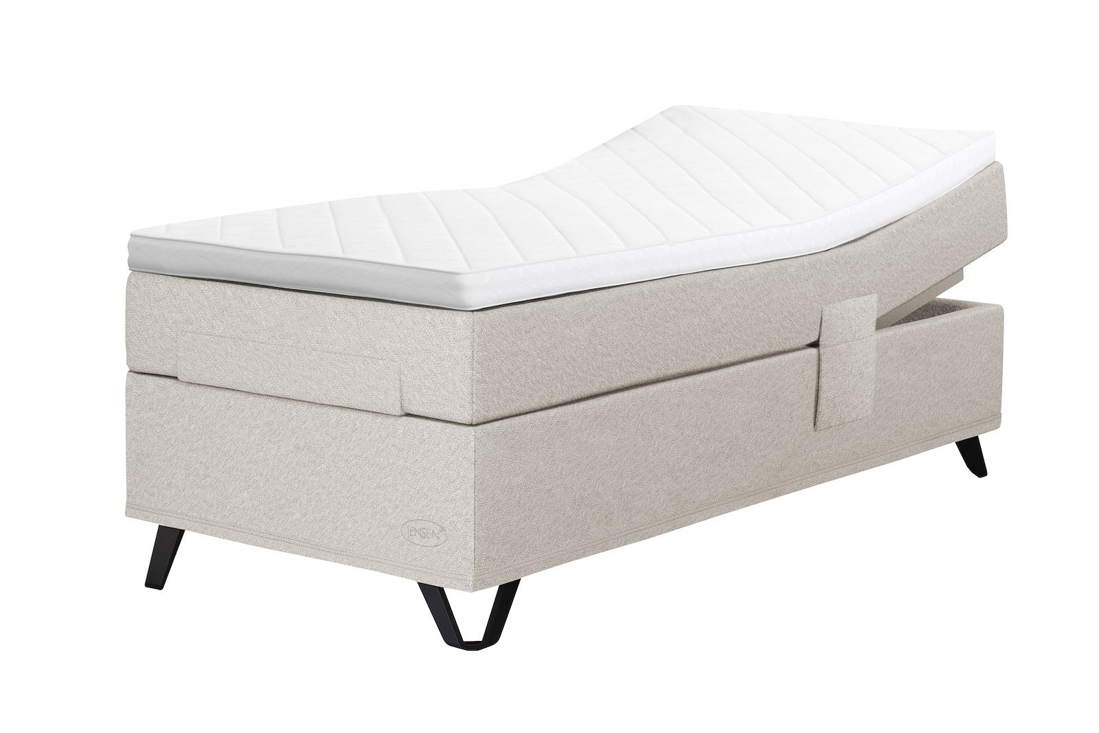Carat Aqtive II regulerbar Tekstil 181 beige, ekstra fast, ekstra fast, Optima overmadrass, Triangle ben sort matt 14 cm