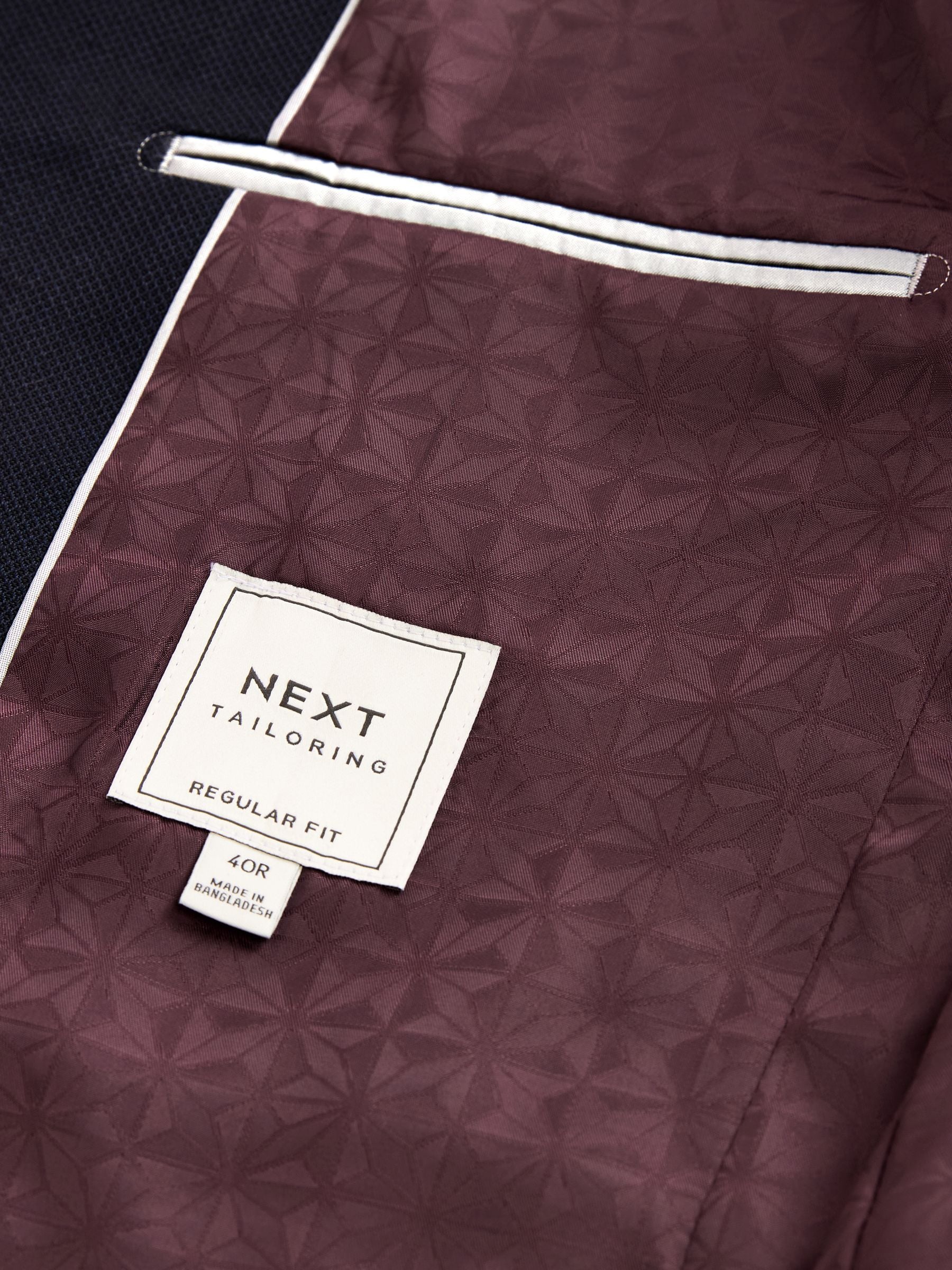 Donkerblauw - Normale Pasvorm - Kostuum met textuur: colbert