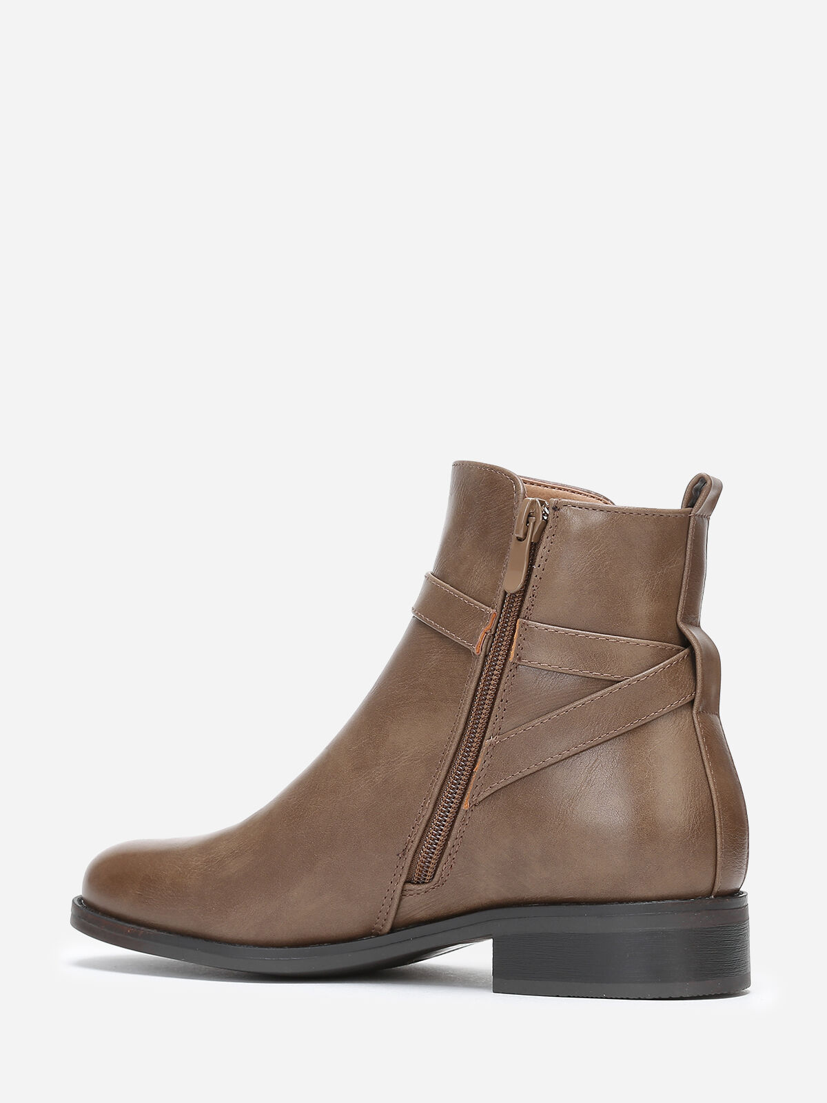 Bottines plates à boucle- Taupe